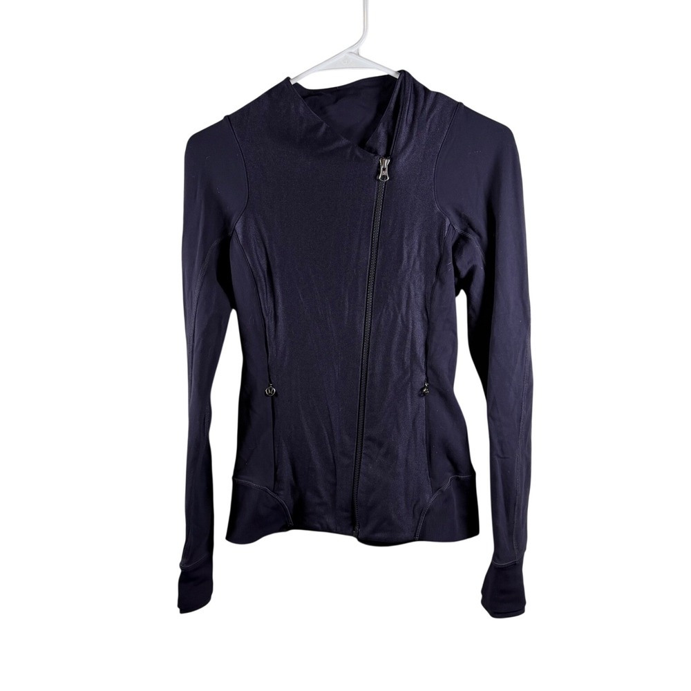Lululemon Emerge Renewed Zip Track Jacket Purple Womens Size 4 Mock Neck Active